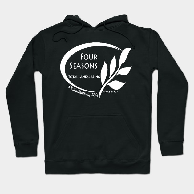 Four Seasons Total Landscaping White and Green Logo Hoodie by GrellenDraws